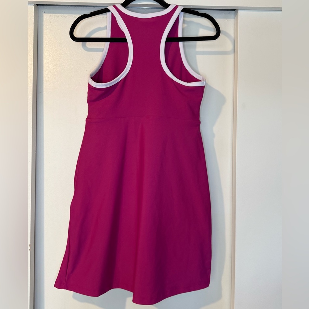Pink Halter-Style Zip-Front Athletic Dress with White Trim - Picture 6 of 9